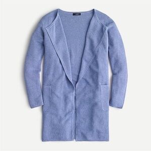 J Crew Juliette Cardigan S Blue Linen Open Front Long Heavy Meghan Markle